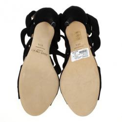 Pre Owned Jimmy Choo Black ‘Kami' Knotted Suede Sandals Size 39.5