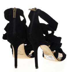 Pre Owned Jimmy Choo Black ‘Kami' Knotted Suede Sandals Size 39.5