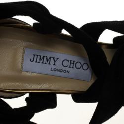 Pre Owned Jimmy Choo Black ‘Kami' Knotted Suede Sandals Size 39.5
