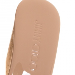 Pre Owned Jimmy Choo Beige Patent Leather Pandora Cork Wedges Size 36.5