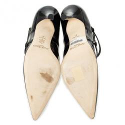 مملوكة مسبقًا Jimmy Choo Black Patent Pointed Toe Multi Strap Mary Jane Pumps Size 41