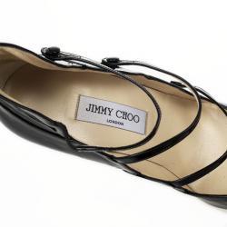 مملوكة مسبقًا Jimmy Choo Black Patent Pointed Toe Multi Strap Mary Jane Pumps Size 41