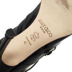 مملوكة مسبقًا Jimmy Choo Black Patent Pointed Toe Multi Strap Mary Jane Pumps Size 41