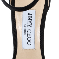 Pre Owned Jimmy Choo Black Mesh and Fabric Aveline Sandals Size 39