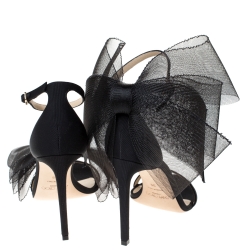 Pre Owned Jimmy Choo Black Mesh and Fabric Aveline Sandals Size 39