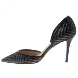 Pre Owned Jimmy Choo Black Woven Addison D'orsay Pumps Size 38