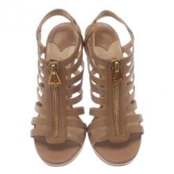 مملوكة مسبقًا صندل جيمي تشو غلينيس بسيورجلد بيج وسحاب مقاس 37