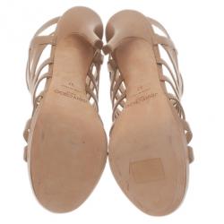 مملوكة مسبقًا صندل جيمي تشو غلينيس بسيورجلد بيج وسحاب مقاس 37