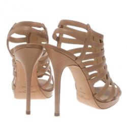 مملوكة مسبقًا صندل جيمي تشو غلينيس بسيورجلد بيج وسحاب مقاس 37