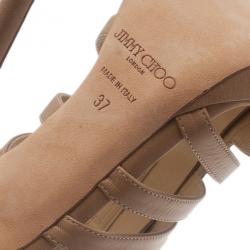 مملوكة مسبقًا صندل جيمي تشو غلينيس بسيورجلد بيج وسحاب مقاس 37