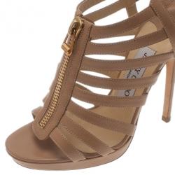 مملوكة مسبقًا صندل جيمي تشو غلينيس بسيورجلد بيج وسحاب مقاس 37