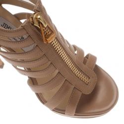 مملوكة مسبقًا صندل جيمي تشو غلينيس بسيورجلد بيج وسحاب مقاس 37