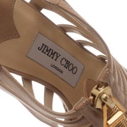 مملوكة مسبقًا صندل جيمي تشو غلينيس بسيورجلد بيج وسحاب مقاس 37