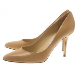مملوكة مسبقًا Jimmy Choo Beige Leather Gilbert Pumps Size 42