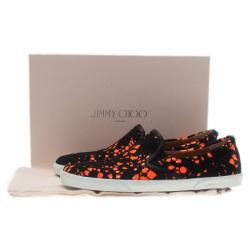 مملوكة مسبقًا حذاء لوفرز جيمي تشو ديمي دانتيل برتقالي نيون مقاس 39