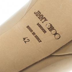 Pre Owned Jimmy Choo Nude Patent Crown Peep Toe Platform Pumps Size 42