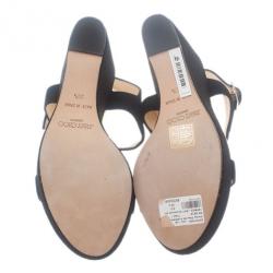 مملوكة مسبقًا Jimmy Choo Black and Gold Nice Wedge Sandals Size 39.5