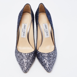 Pre Owned Jimmy Choo Blue Ombre Coarse Glitter Romy Pumps Size 37.5