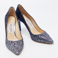 Pre Owned Jimmy Choo Blue Ombre Coarse Glitter Romy Pumps Size 37.5