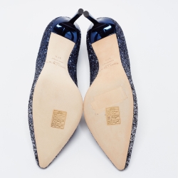Pre Owned Jimmy Choo Blue Ombre Coarse Glitter Romy Pumps Size 37.5