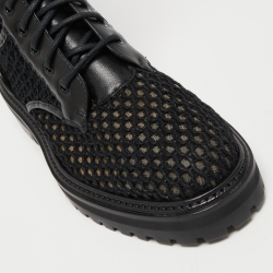 Pre Owned Jimmy Choo Black Leather and Mesh  Cora Calf Length Boots Size 39