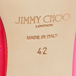 مملوكة مسبقًا Jimmy Choo Pink PVC and Satin Bing Crystal Embellished Pointed Toe Sandals Size 42