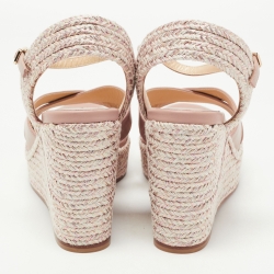 Pre Owned Jimmy Choo Old Rose Woven Canvas and Leather Delena Sandals Size 39