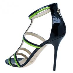 مملوكة مسبقًا Jimmy Choo Green and Black Thistle Sandals Size 38.5