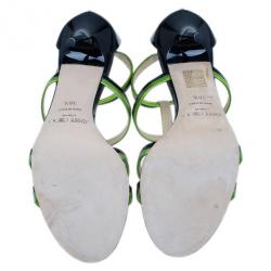 مملوكة مسبقًا Jimmy Choo Green and Black Thistle Sandals Size 38.5