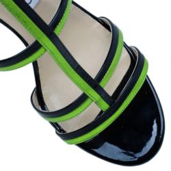مملوكة مسبقًا Jimmy Choo Green and Black Thistle Sandals Size 38.5