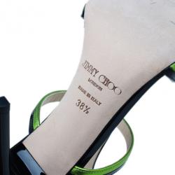مملوكة مسبقًا Jimmy Choo Green and Black Thistle Sandals Size 38.5