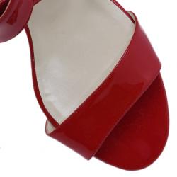 Pre Owned Jimmy Choo Red Patent Chiara Wedge Sandals Size 37.5