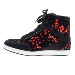 مملوكة مسبقًا Jimmy Choo Neon Leather and Lace Tokyo High Top Sneakers Size 37