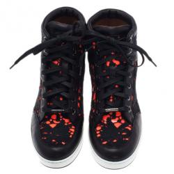 مملوكة مسبقًا Jimmy Choo Neon Leather and Lace Tokyo High Top Sneakers Size 37
