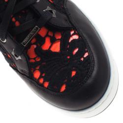 مملوكة مسبقًا Jimmy Choo Neon Leather and Lace Tokyo High Top Sneakers Size 37