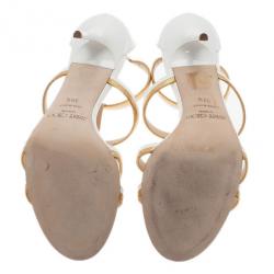 Pre Owned Jimmy Choo White and Gold Thistle Sandals Size 39.5
