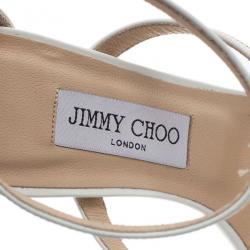 Pre Owned Jimmy Choo White and Gold Thistle Sandals Size 39.5