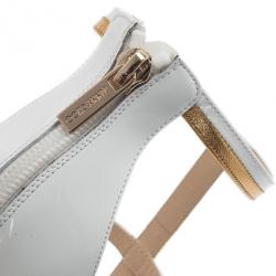 Pre Owned Jimmy Choo White and Gold Thistle Sandals Size 39.5