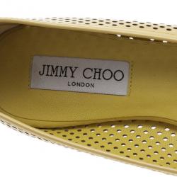 Jimmy Choo Yellow Patent Walsh Ballet Flats Size 38