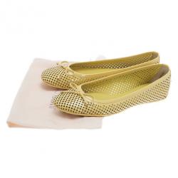 Pre Owned Jimmy Choo Yellow Patent Walsh Ballet Flats Size 38