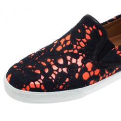 مملوكة مسبقًا Jimmy Choo Neon Orange Lace Demi Loafers Size 38