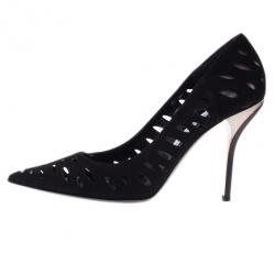 Pre Owned Jimmy Choo Black Suede Talka Cutout Pumps Size 40