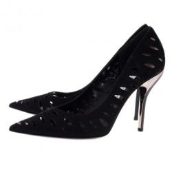 Pre Owned Jimmy Choo Black Suede Talka Cutout Pumps Size 40