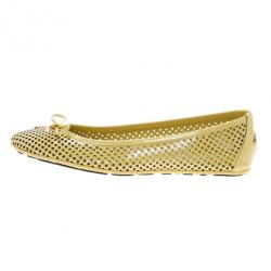 Pre Owned Jimmy Choo Yellow Patent Walsh Ballet Flats Size 39