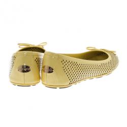 Pre Owned Jimmy Choo Yellow Patent Walsh Ballet Flats Size 39