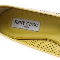 Pre Owned Jimmy Choo Yellow Patent Walsh Ballet Flats Size 39