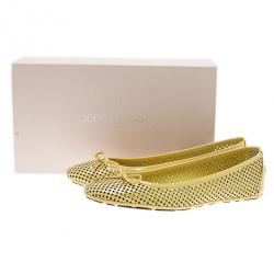 Pre Owned Jimmy Choo Yellow Patent Walsh Ballet Flats Size 39