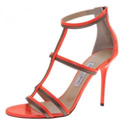 مملوكة مسبقًا Jimmy Choo Neon Orange Thistle Sandals Size 38.5