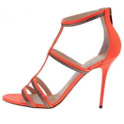مملوكة مسبقًا Jimmy Choo Neon Orange Thistle Sandals Size 38.5