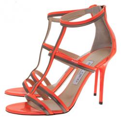 مملوكة مسبقًا Jimmy Choo Neon Orange Thistle Sandals Size 38.5